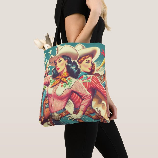 Bolso De Tela Pin-ups Retro Cowgirls (Detalle)