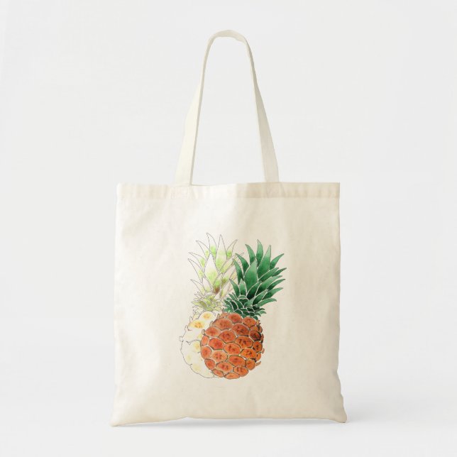 Bolso De Tela Piña, acuarela. (Frente)