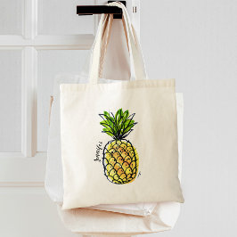 Bolso De Tela Piña Acuarela Personalizada