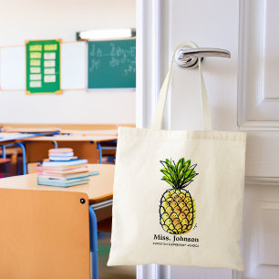 Bolso De Tela Piña Acuarela Profesor Personalizado