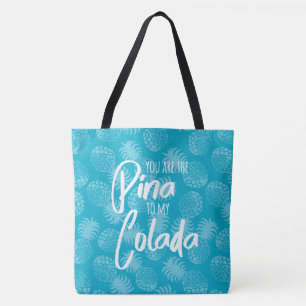 Bolso De Tela Piña Colada Hawaiano Piña Azul Reversible