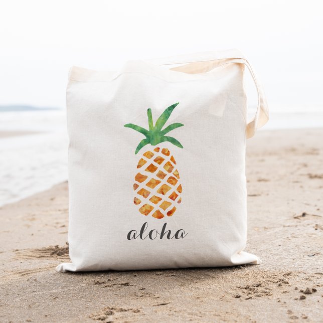 Bolso De Tela Piña de acuarela tropical de Aloha (Subido por el creador)
