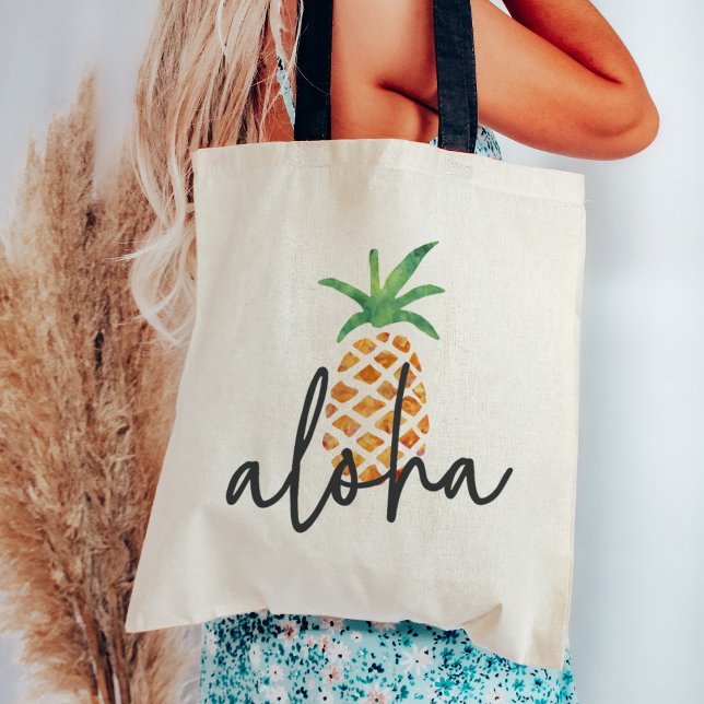 Bolso De Tela Piña de acuarela tropical de Aloha (Subido por el creador)