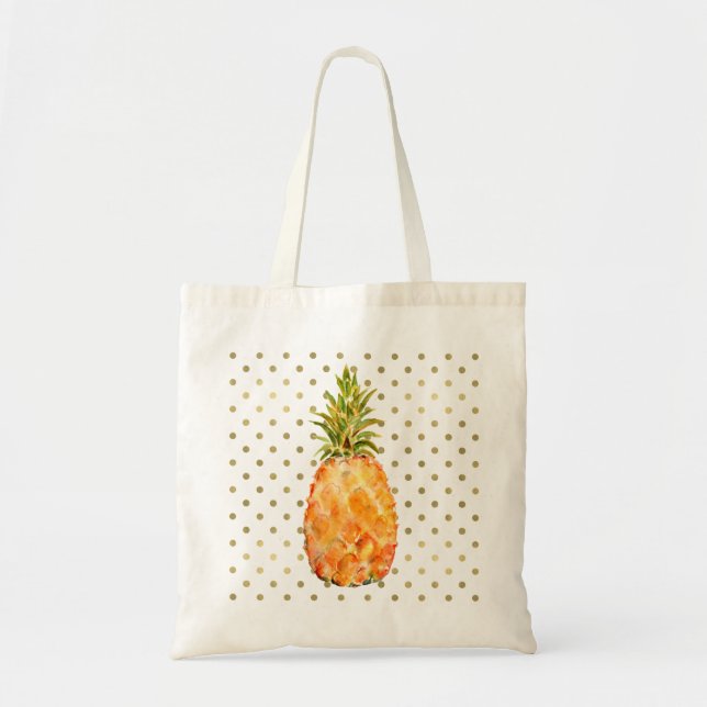 Bolso De Tela Piña de puntos dorados (Frente)