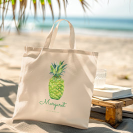 Bolso De Tela Piña Elegante Acuarela Fruta Tropical Bonita