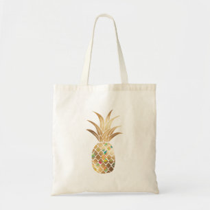 Bolso De Tela Piña, falso oro+collage