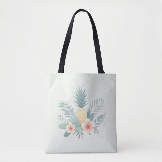 Bolso De Tela Piña floral y Hawaiana (Anverso)