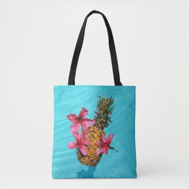 Bolso De Tela Piña flotante e Hibiscus (Anverso)