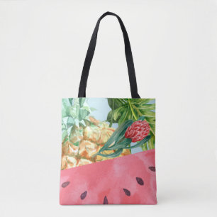 Bolso De Tela Piña Sandía Hibisco Hojas de Palma Frescas 