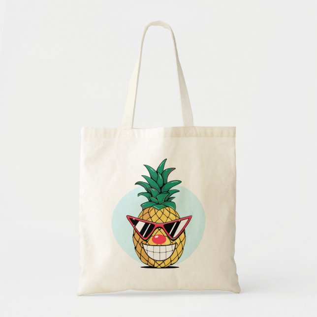 Bolso De Tela Piña sonriente con gafas de sol y nariz de payaso (Frente)