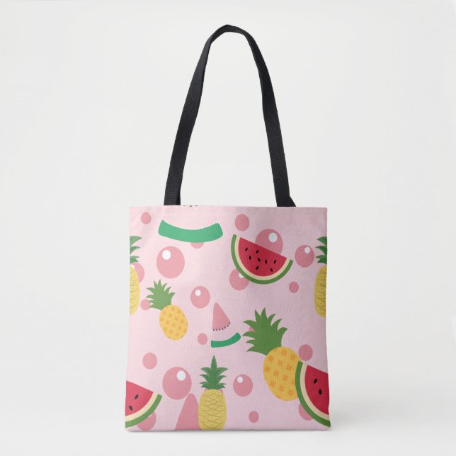 Bolso De Tela Piña y sandía Fruta rosa (Anverso)