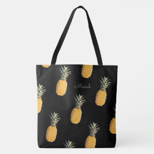 Bolso De Tela Piñas con su nombre en negro