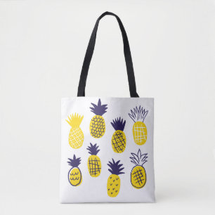 Bolso De Tela Piñas minimalistas, diseño colorido abstracto.
