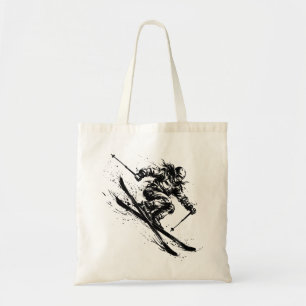 Bolso De Tela Pincel de Snowboard Arte - Esquiadora Mujer - Sin 