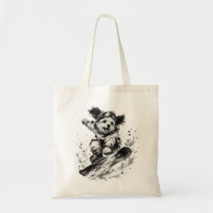 Bolso De Tela Pincel de Snowboard Arte - Perro Cachorro Snowboar