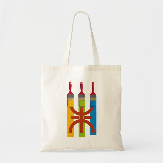 Bolso De Tela Pincel tinte la bandera amazigh (Frente)