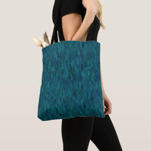 Bolso De Tela Pinceladas Impresionistas, Azul Marino, Verde Azul