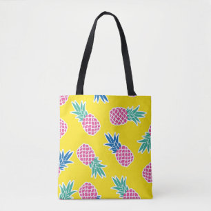 Bolso De Tela Pineapple Frenzy: Personalizado brillante Vintage.