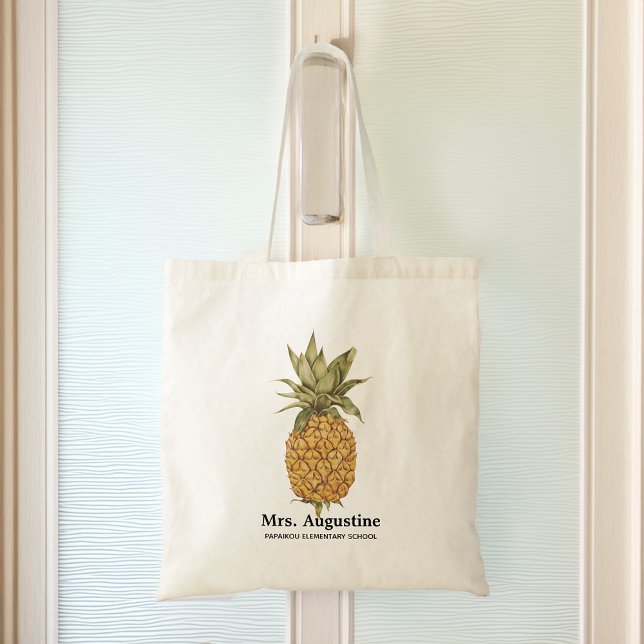 Bolso De Tela Pineapple personalizado en la escuela de profesore (Personalized Teacher School Pineapple Tote Bag)