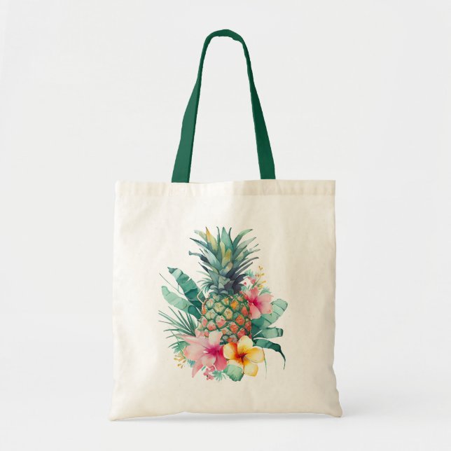 Bolso De Tela Pineapple Tropical Floral (Frente)