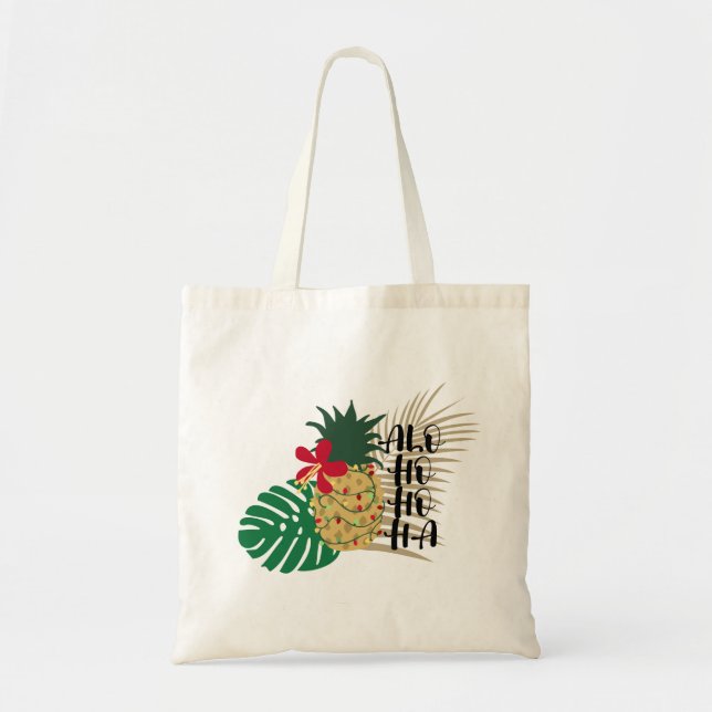 Bolso De Tela Pineapple tropical hawaiana ALO-HO-HA (Frente)
