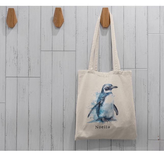 Bolso De Tela Pingüino acuático de Azure ártico, personalizado (Subido por el creador)