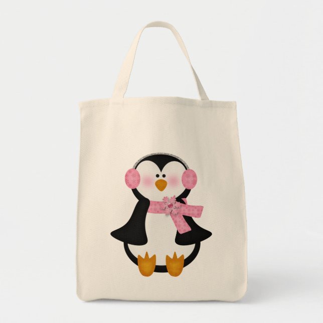Bolso De Tela pingüino adorable (Frente)