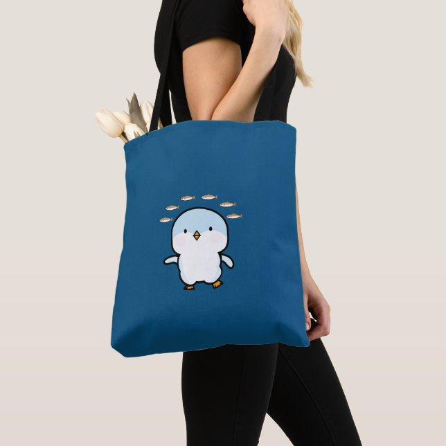 Bolso De Tela Pingüino Azul (Detalle)