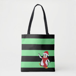 Bolso De Tela Pingüino Bailarín Adorable con Sombrero Rojo y Buf