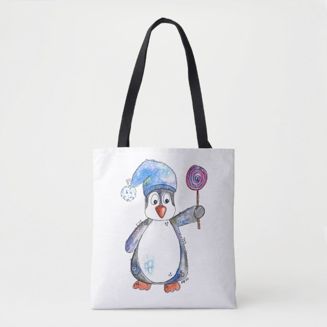 Bolso De Tela Pingüino caprichoso y chiflado (Anverso)