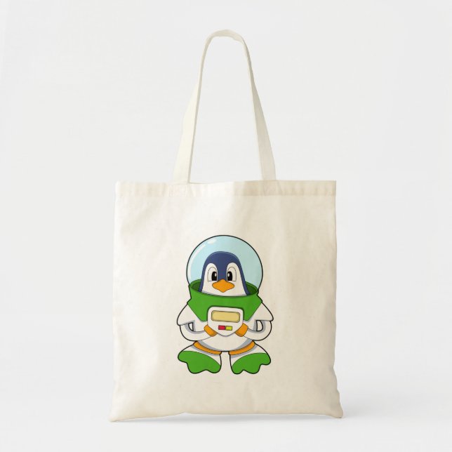 Bolso De Tela Pingüino como astronauta con disfraz (Frente)