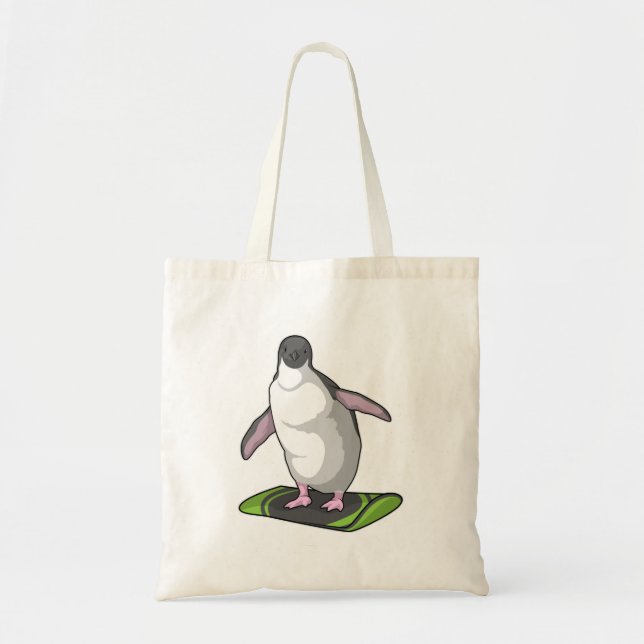 Bolso De Tela Pingüino como snowboard (Frente)
