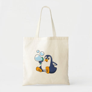 Bolso De Tela Pingüino con burbujas de jabón.PNG