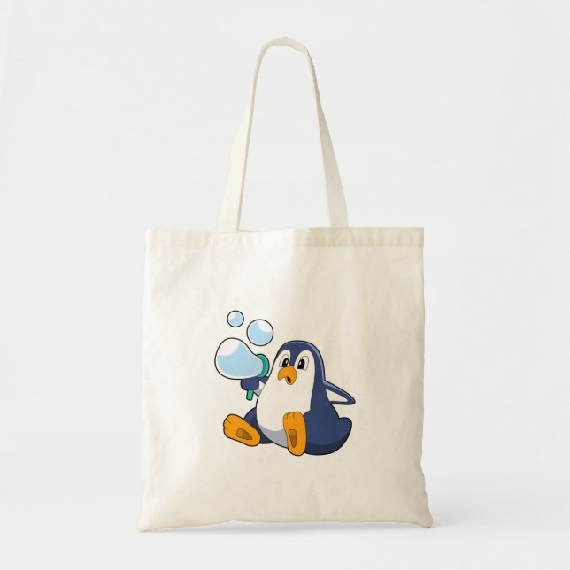 Bolso De Tela Pingüino con burbujas de jabón.PNG (Frente)