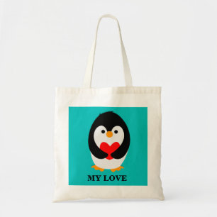 Bolso De Tela Pingüino con corazón