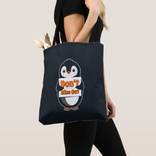 Bolso De Tela Pingüino con letrero de No te pierdas