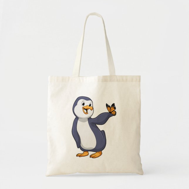 Bolso De Tela Pingüino con mariposa (Frente)