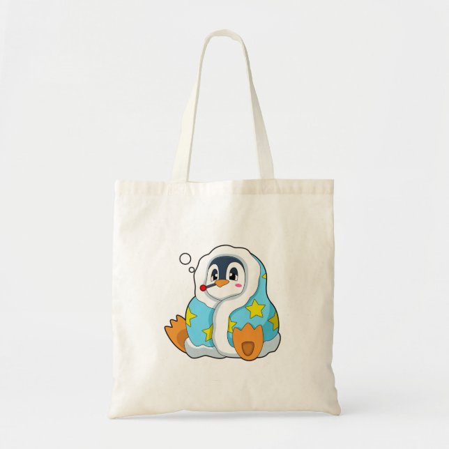 Bolso De Tela Pingüino con termómetro clínico (Frente)