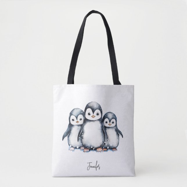Bolso De Tela Pingüino Cute Personalizado (Anverso)