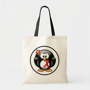 Bolso De Tela Pingüino de cinta roja de conciencia