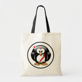 Bolso De Tela Pingüino de cinta roja y blanca