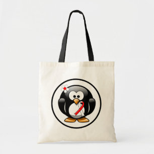 Bolso De Tela Pingüino de cinta roja y blanca