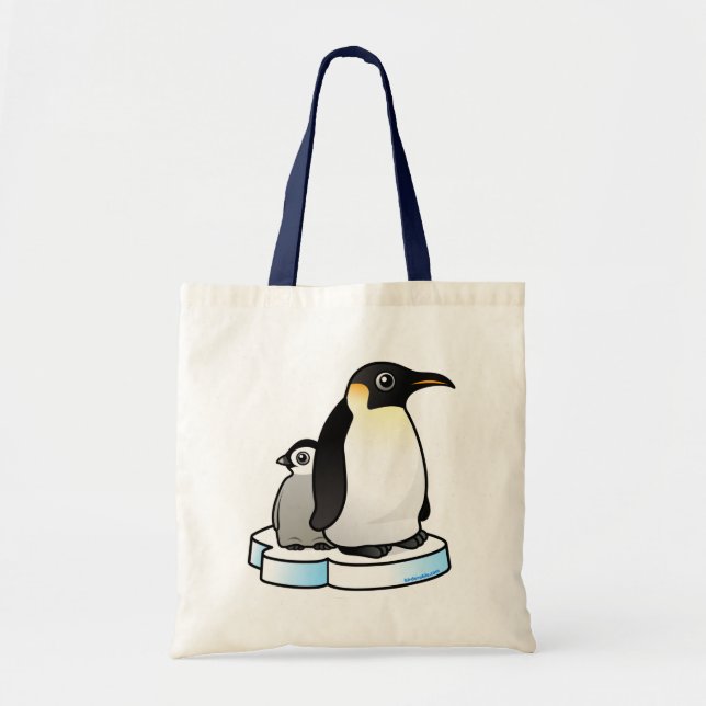 Bolso De Tela Pingüino de emperador con el polluelo (Frente)