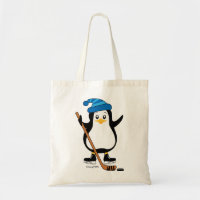 Pingüino de hockey con palo de hockey