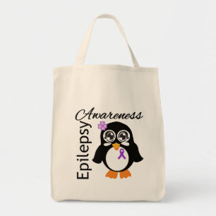 Bolso De Tela Pingüino de la conciencia de la epilepsia