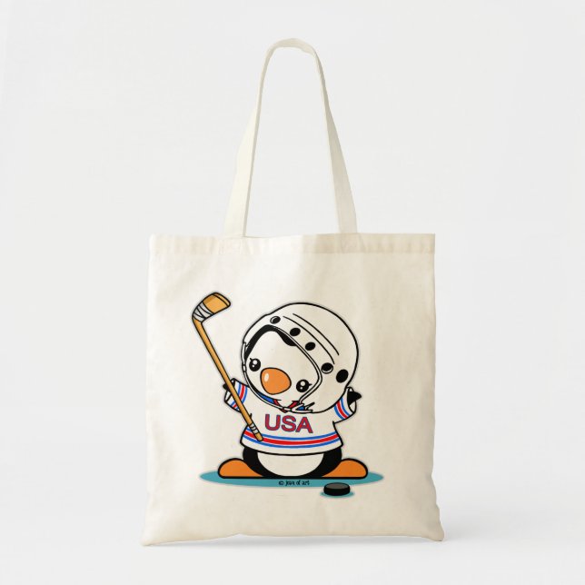 Bolso De Tela Pingüino del hockey sobre hielo (Frente)