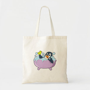 Bolso De Tela Pingüino en la bañera con pato