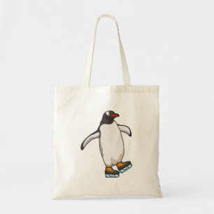 Bolso De Tela Pingüino en patinaje sobre hielo con patines de hi