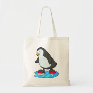 Bolso De Tela Pingüino en patinaje sobre hielo con patines de hi