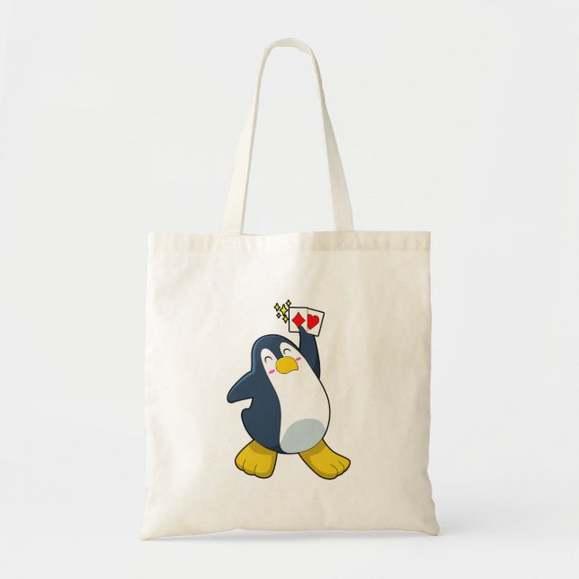 Bolso De Tela Pingüino en Poker con tarjetas de póker (Frente)